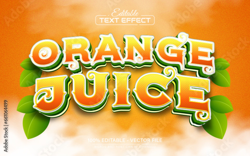 Orange juice fruit 3d text effect editable