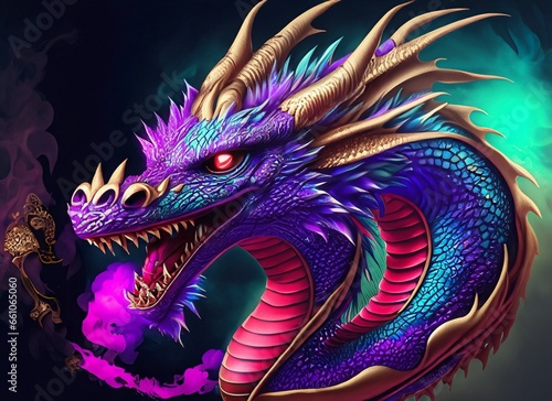2024 dragon year, new year of the dragon, dragon year, wallpaper dragon, animal dragon, gold dragon, Abstract dragon as a symbol of the year 2024 © yogia10
