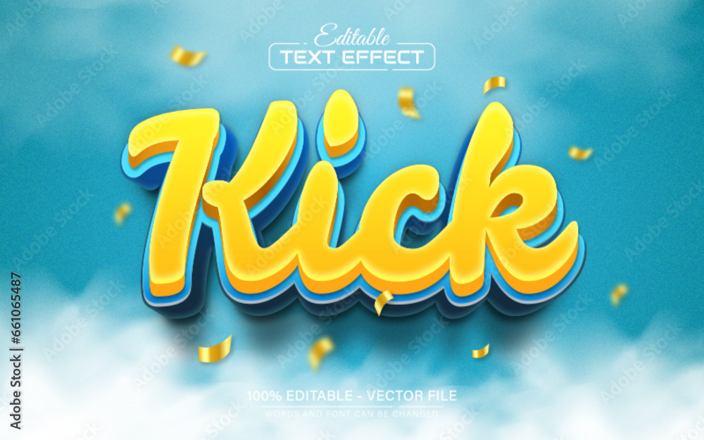 Kick yellow cartoon style text effect Kick yellow cartoon style text effect
