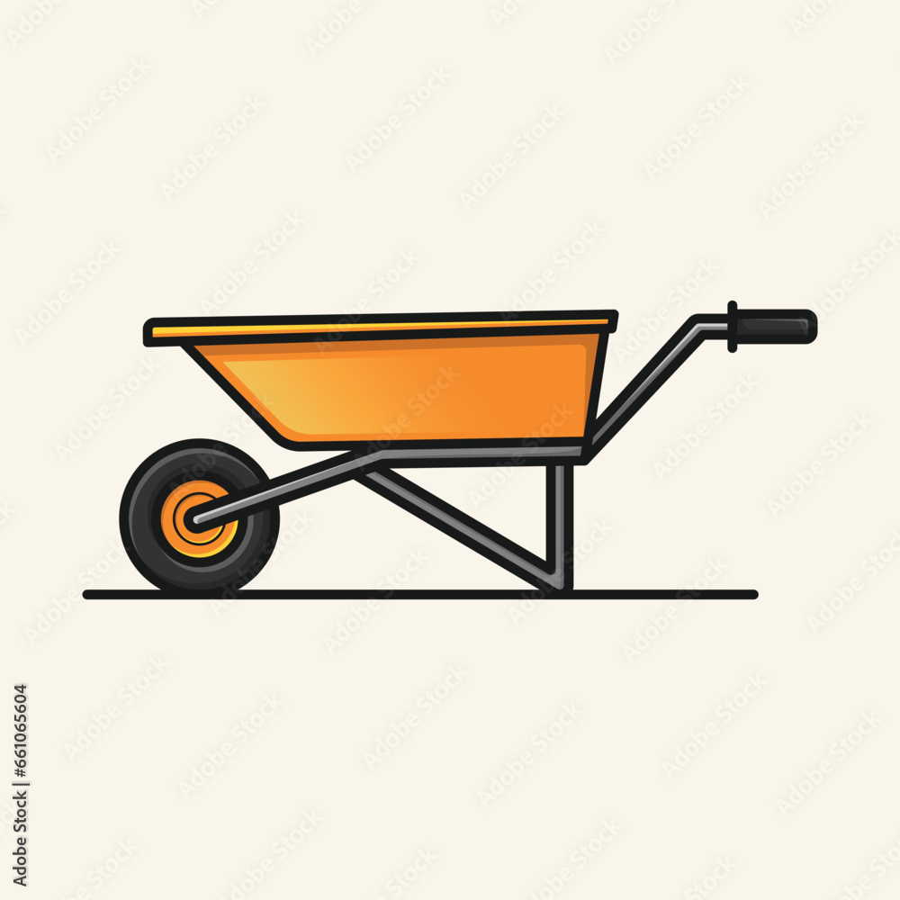 Cartoonish outline Wheelbarrow yellow garden tool equipment vector illustration design Cartoonish outline Wheelbarrow yellow garden tool equipment vector illustration design