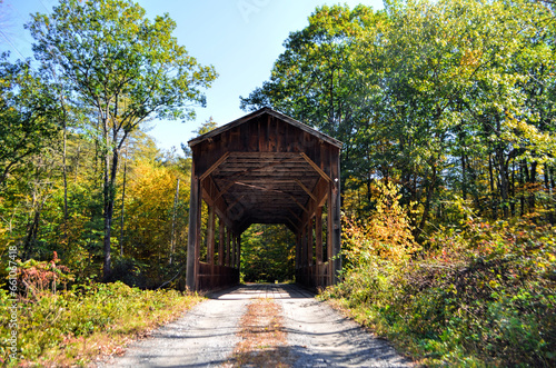 Vermont covered bridge in fall