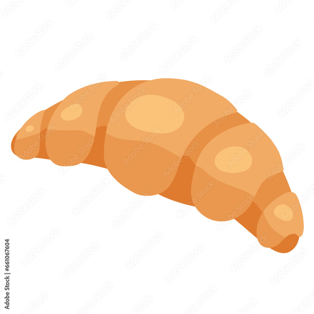 Classic French croissant in flat cartoon style, isolated on white background. Bakery menu Classic French croissant in flat cartoon style, isolated on white background. Bakery menu