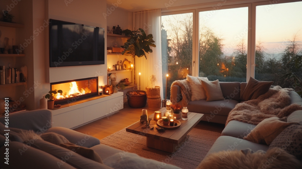 Cozy Living Room with Fireplace