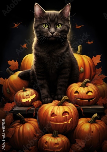 Black cat in Halloween  © Kanokmai