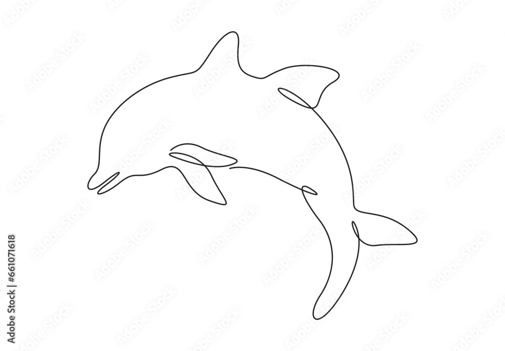 Dolphin single line drawing. Abstract contour silhouette of a dolphin. Isolated on white background vector illustration. Pro vector. Dolphin single line drawing. Abstract contour silhouette of a dolphin. Isolated on white background vector illustration. Pro vector.