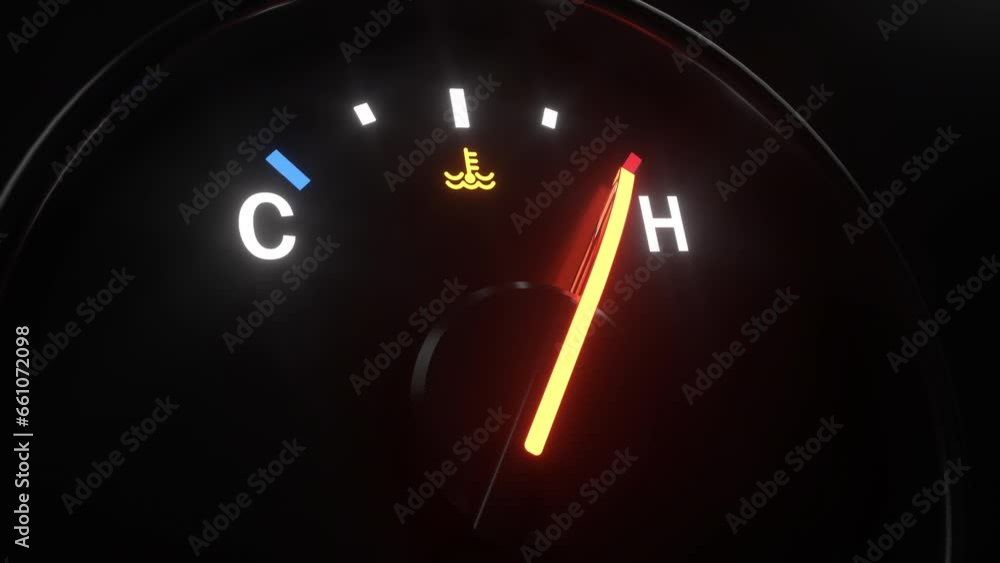 Car temperature gauge. Double Animation from cold to hot and from hot