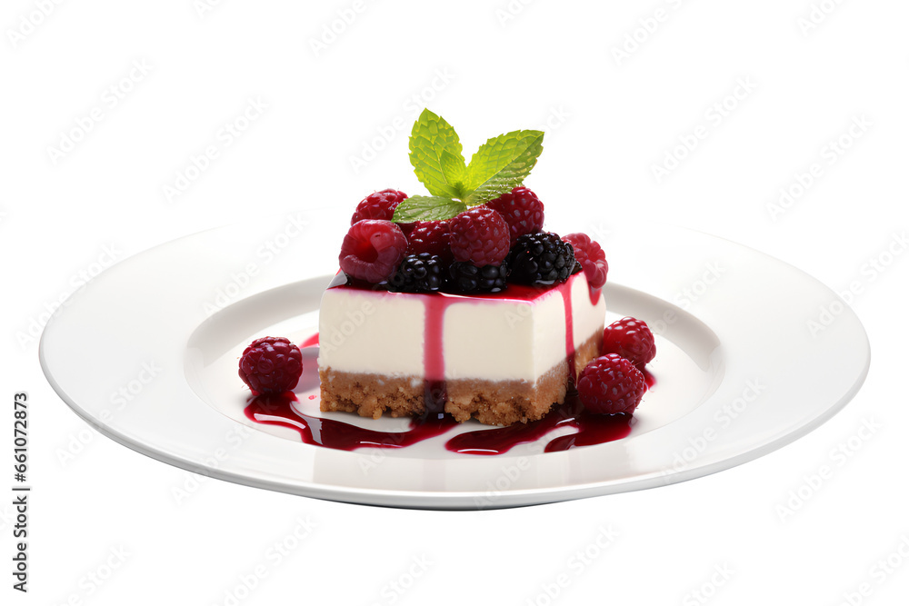 A dessert on a plate on a Transparent Or White background, Generative AI A dessert on a plate on a Transparent Or White background, Generative AI
