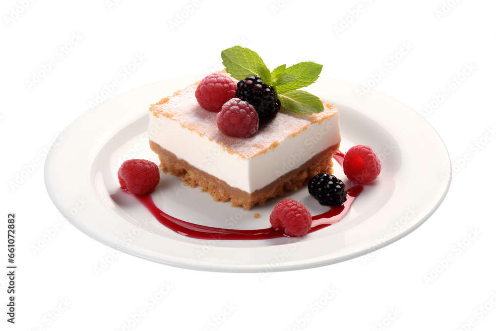 A dessert on a plate on a Transparent Or White background, Generative AI A dessert on a plate on a Transparent Or White background, Generative AI