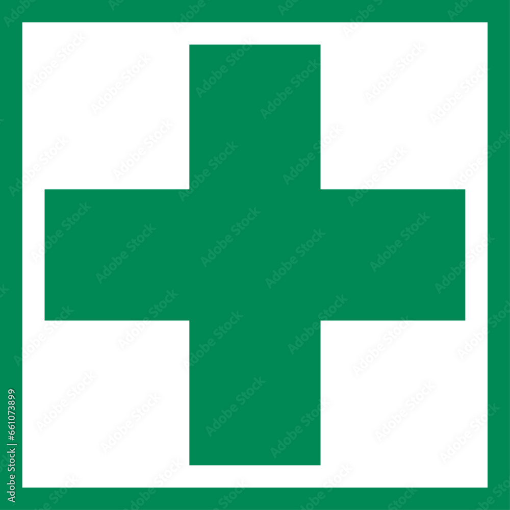 Green First Aid Kit Emergency Icon with Cross Symbol Sign. Vector Image. Green First Aid Kit Emergency Icon with Cross Symbol Sign. Vector Image.