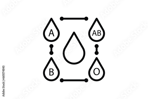 Blood Type Icon. Icon related to Identity. Suitable for web site design, app, UI, user interfaces. Line icon style. Simple vector design editable