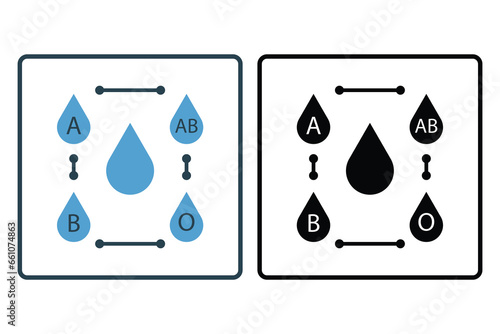 Blood Type Icon. Icon related to Identity. Suitable for web site design, app, UI, user interfaces. Solid icon style. Simple vector design editable