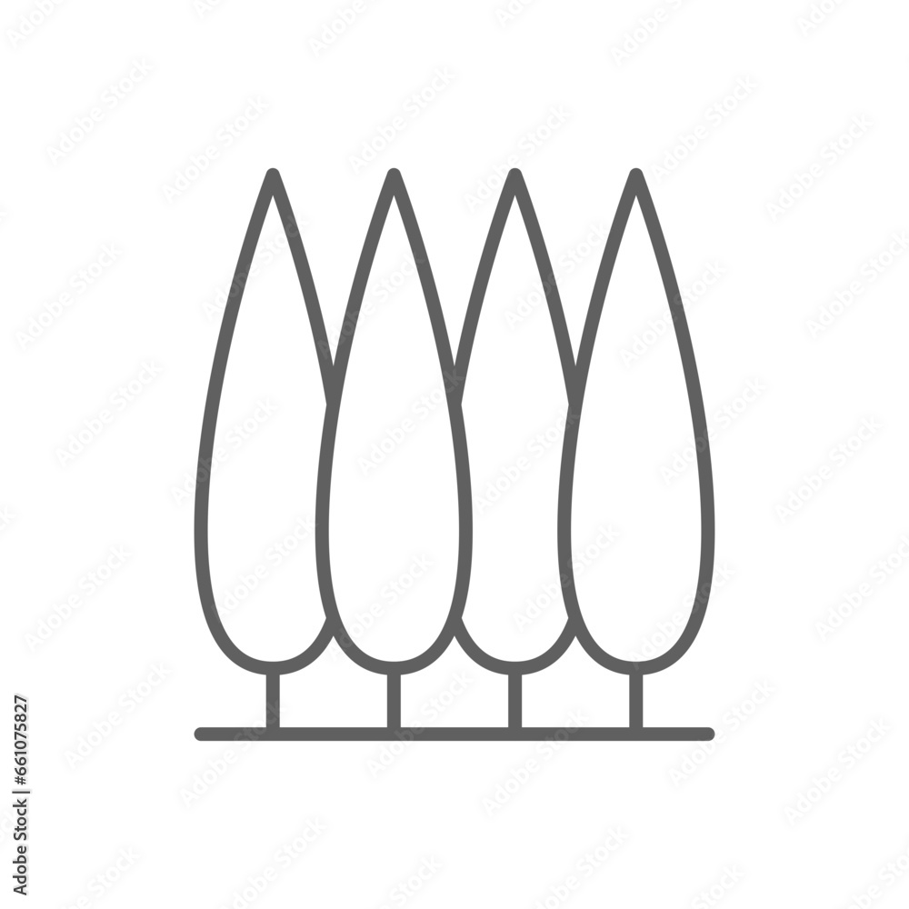 Cypress tree icon. Simple outline style. Tuscany, italy, foliage, landscape, nature concept. Thin line symbol. Vector illustration isolated. Editable stroke. Cypress tree icon. Simple outline style. Tuscany, italy, foliage, landscape, nature concept. Thin line symbol. Vector illustration isolated. Editable stroke.
