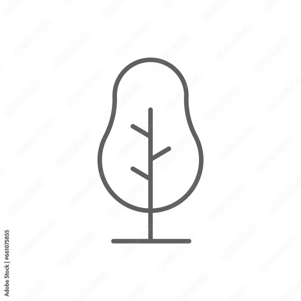 Tree icon. Simple outline style. Pine, fir, park tree, nature, forest concept. Thin line symbol. Vector illustration isolated. Editable stroke.