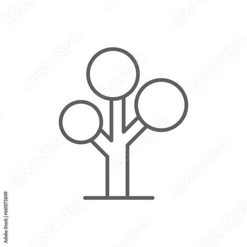 Tree icon. Simple outline style. Oval leaves, branch, nature, floral, forest concept. Thin line symbol. Vector illustration isolated. Editable stroke.