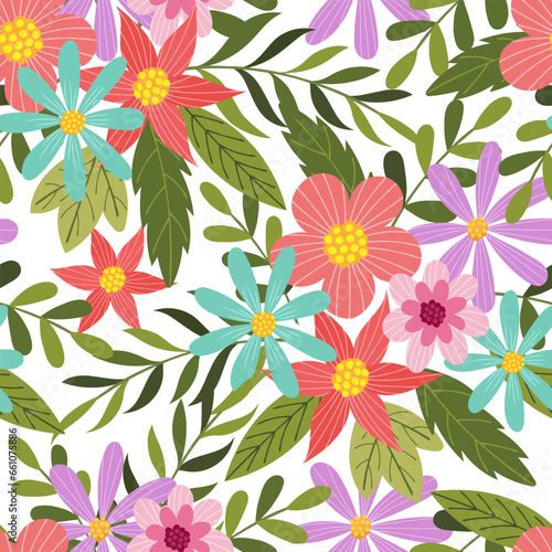 seamless pattern with colorful flowers Perfect for use in textile prints  wallpaper designs  or decorative artwork.