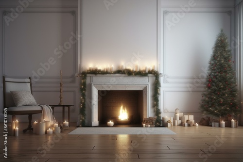 3D rendered festive indoor scene. Generative AI