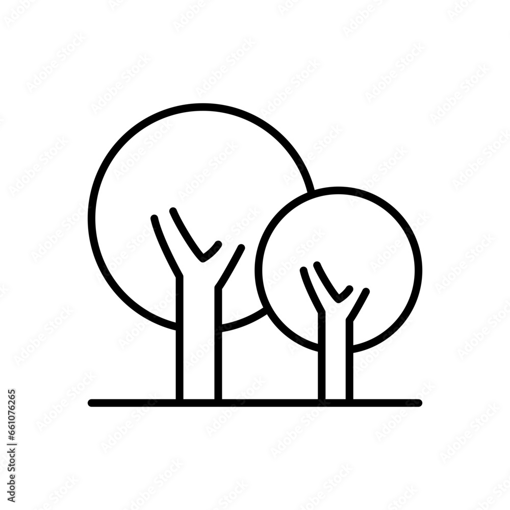 The group of trees icon. Simple outline style. Biodiversity, sustainable, harmony, environment, nature, floral, forest concept. Thin line symbol. Vector illustration isolated. The group of trees icon. Simple outline style. Biodiversity, sustainable, harmony, environment, nature, floral, forest concept. Thin line symbol. Vector illustration isolated.