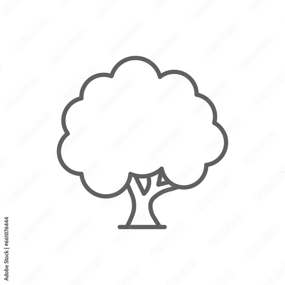 Tree icon. Simple outline style. Oak, plant, wood, nature, forest concept. Thin line symbol. Vector illustration isolated. Editable stroke.