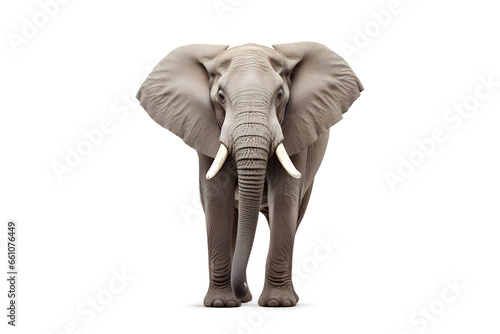 An elephant standing on a white background, Generative AI