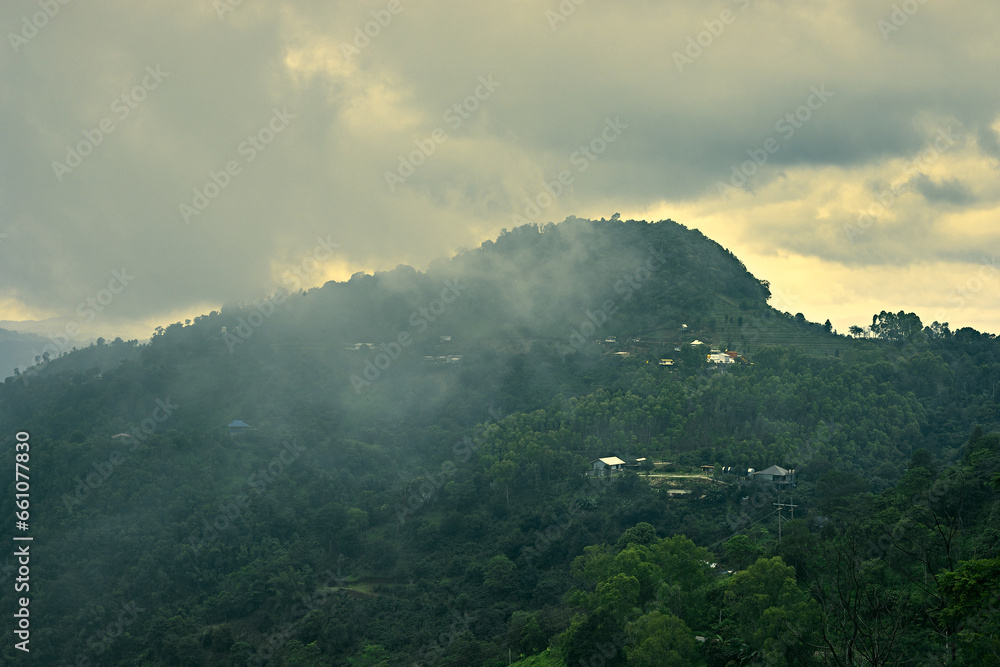 Beautiful mountain landscape of Doi Chang hill in Chiang Rai