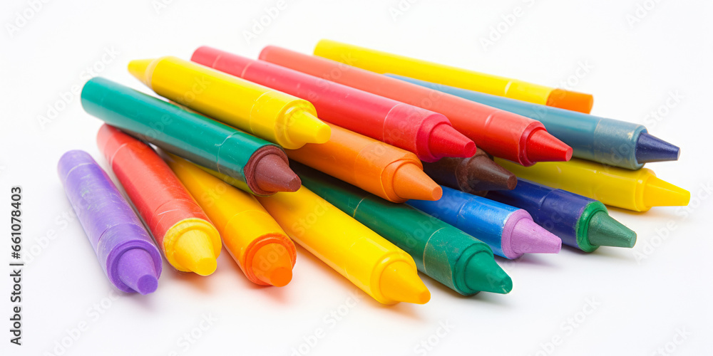 Set Of Colored Wax Crayons On A White Background For Websites And Presentations Created Using Artificial Intellect Set Of Colored Wax Crayons On A White Background For Websites And Presentations Created Using Artificial Intellect
