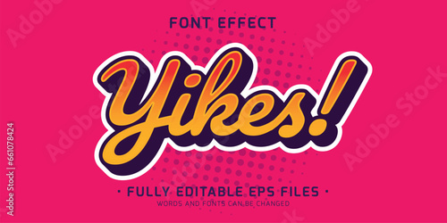 Yikes editable text effect, sticker effect graphic style