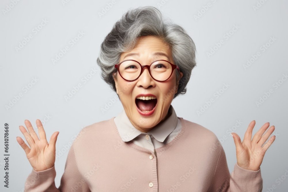 senior woman amazed expression against wall background. senior woman amazed expression against wall background.