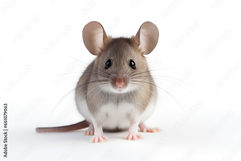 Closeup photo of gray and black cordless mouse on White Background