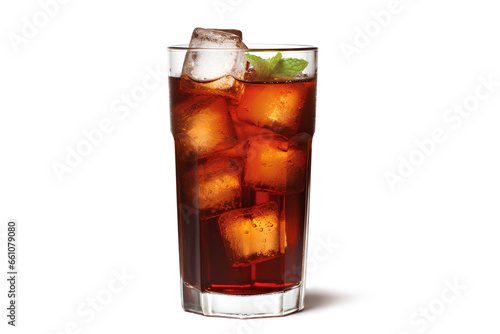 Coca-Cola drink, soda drinking glass on white background