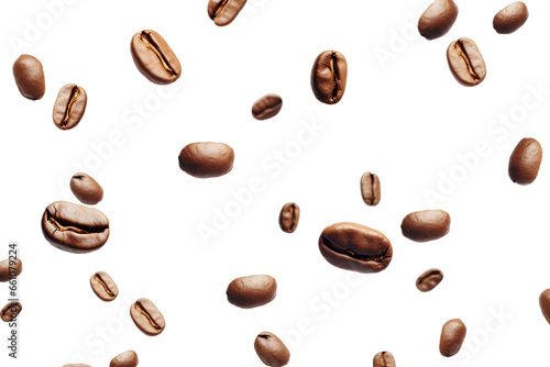 Coffee beans flying on a white background, Generative AI