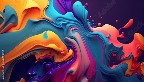 abstract colorful background with water  Abstract background with multicolor fluid paint. Colored bright background  Ai generated image 