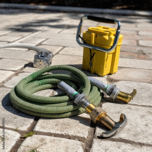  a hose clamp holding a garden hose 