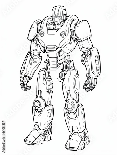 Wallpaper Mural Childrens coloring page, mech robot, full body, add a background, thick bold lines, simple, no shading, Sketch of a robot isolated on white background Torontodigital.ca