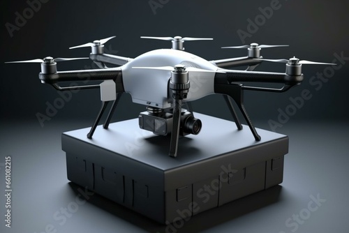 Delivery drone, corporate logistics concept. Generative AI