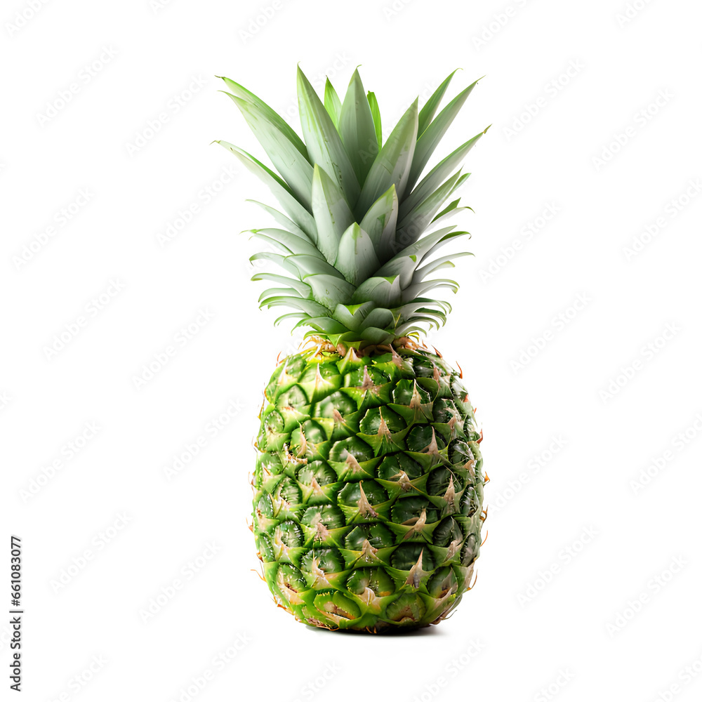 Fototapeta premium Green pineapple isolated on transparent background, Generative AI