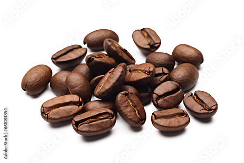 Isolated coffee beans arabica on a transparent background, Generative AI