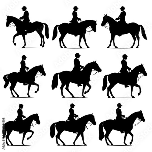 Print op canvas horse riding silhouette, horse silhouette, horse vector, horse svg, horse png, h