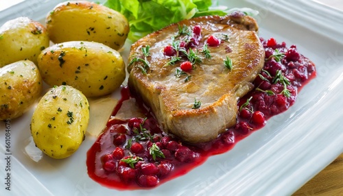 Braciola di maiale in salsa di frutti rossi