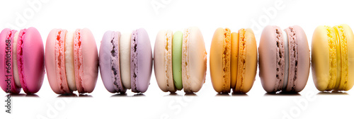 Macarons isolated on a transparent background, Generative AI