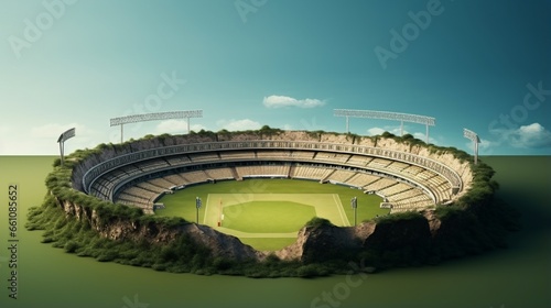 Cricket stadium Ground Cut out earth Empty Play Ground 3d illustration photo