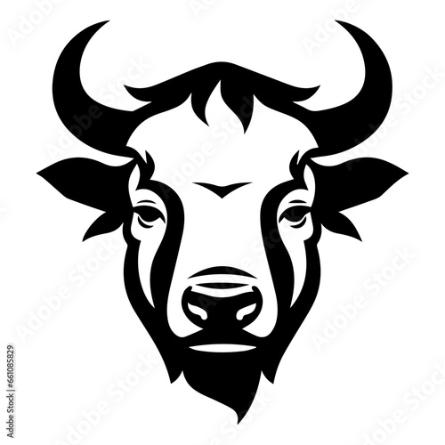Vector image of an buffalo head on white background, Angry head face mascot of bull buffalo portrait. black white line art vector illustration