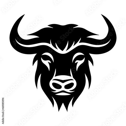 Vector image of an buffalo head on white background, Angry head face mascot of bull buffalo portrait. black white line art vector illustration