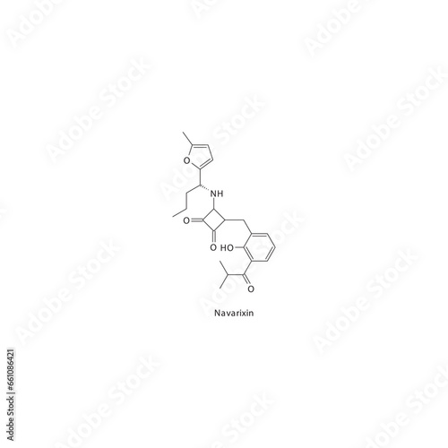 Navarixin flat skeletal molecular structure CXCR1 antagonist drug used in Asthma treatment. Vector illustration. photo