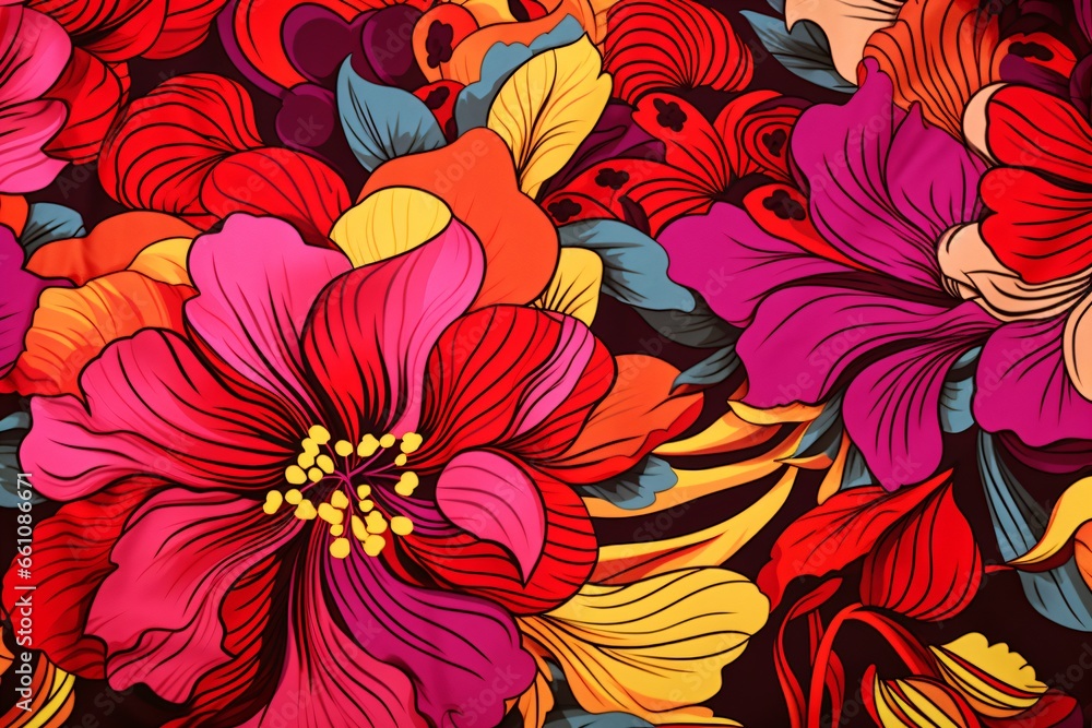 Floral print pattern on fabric for clothing design or wallpaper Floral print pattern on fabric for clothing design or wallpaper