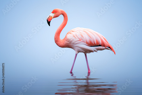 Photo of flamingo on water  Generative AI