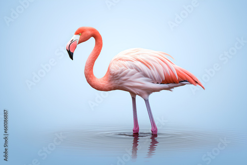 Photo of flamingo on water  Generative AI