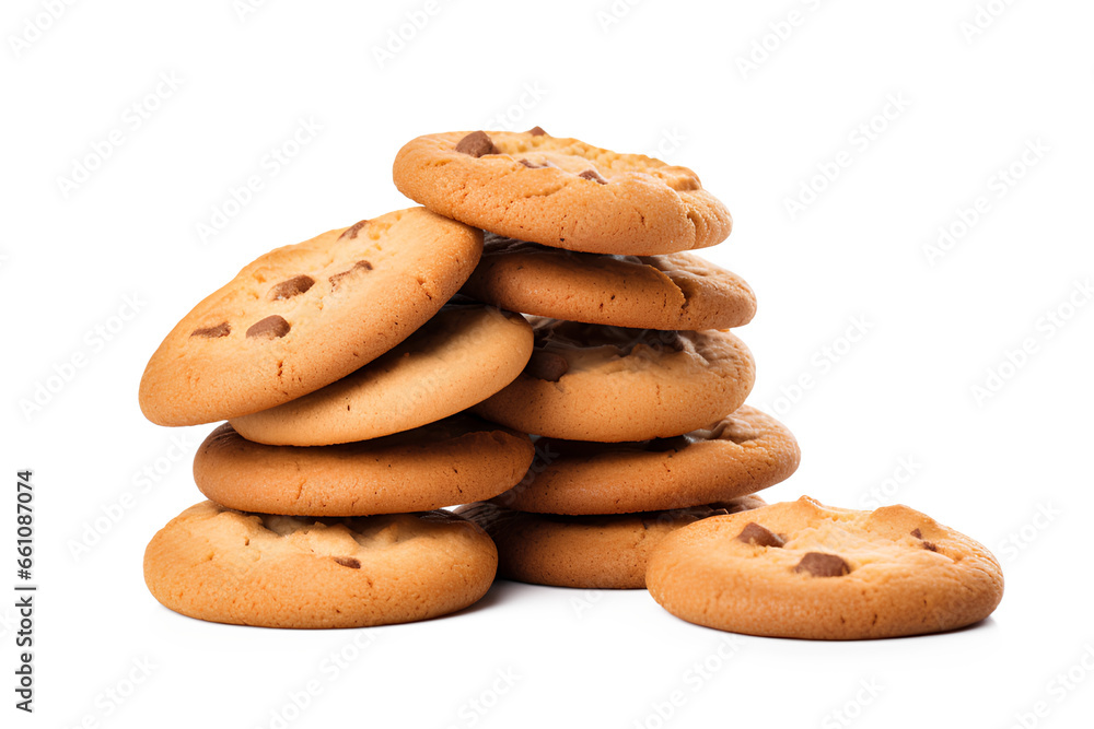 The pile of cookies isolated on a transparent background, Generative AI