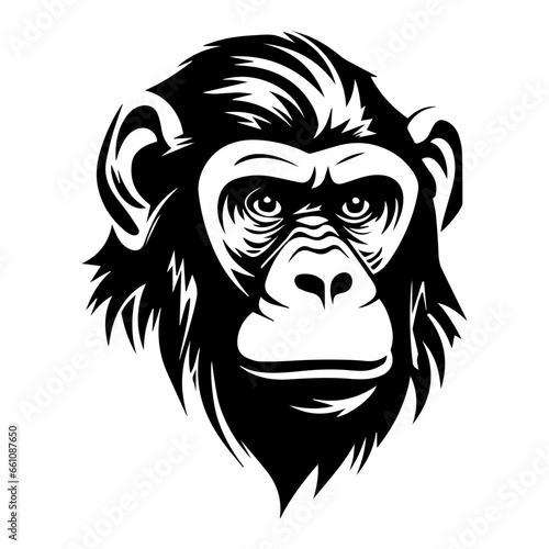 chimpanzee vector drawing. Isolated hand drawn object  engraved style illustration