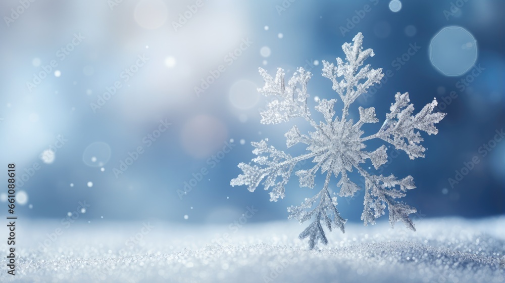 Christmas background with frozen christmas star and snow Christmas background with frozen christmas star and snow