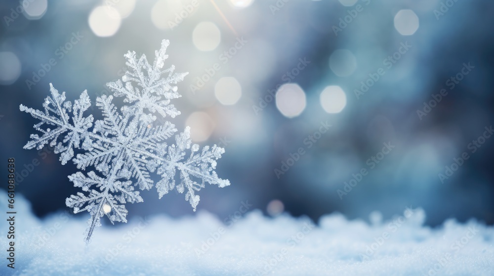 Christmas background with frozen christmas star and snow Christmas background with frozen christmas star and snow